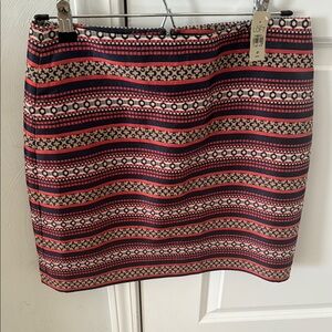 LOFT Red and White Mini Pencil Skirt Casual Resort Wear